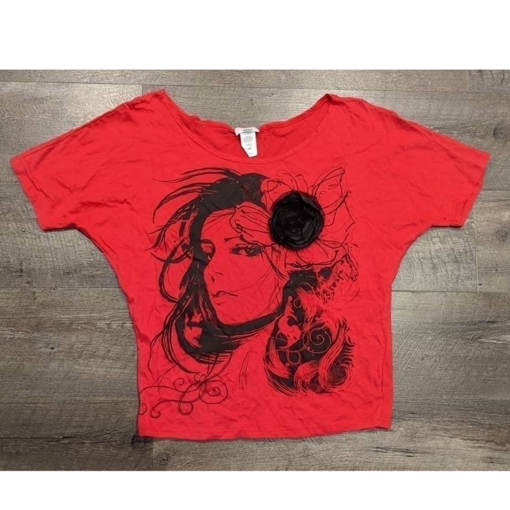 Assa Bright Red Cotton Crop Top Size Medium